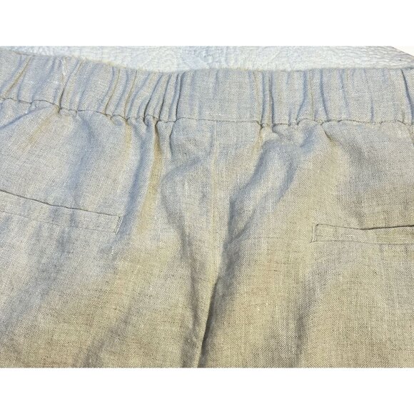 Chicos Plus Size Oatmeal Linen Cropped Pull On Trousers Button Ankle Size 16 - Picture 9 of 13